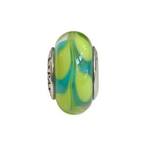 Pandora Glass Green  Aqua Swirl Retired Bead  Bracelet Charm
